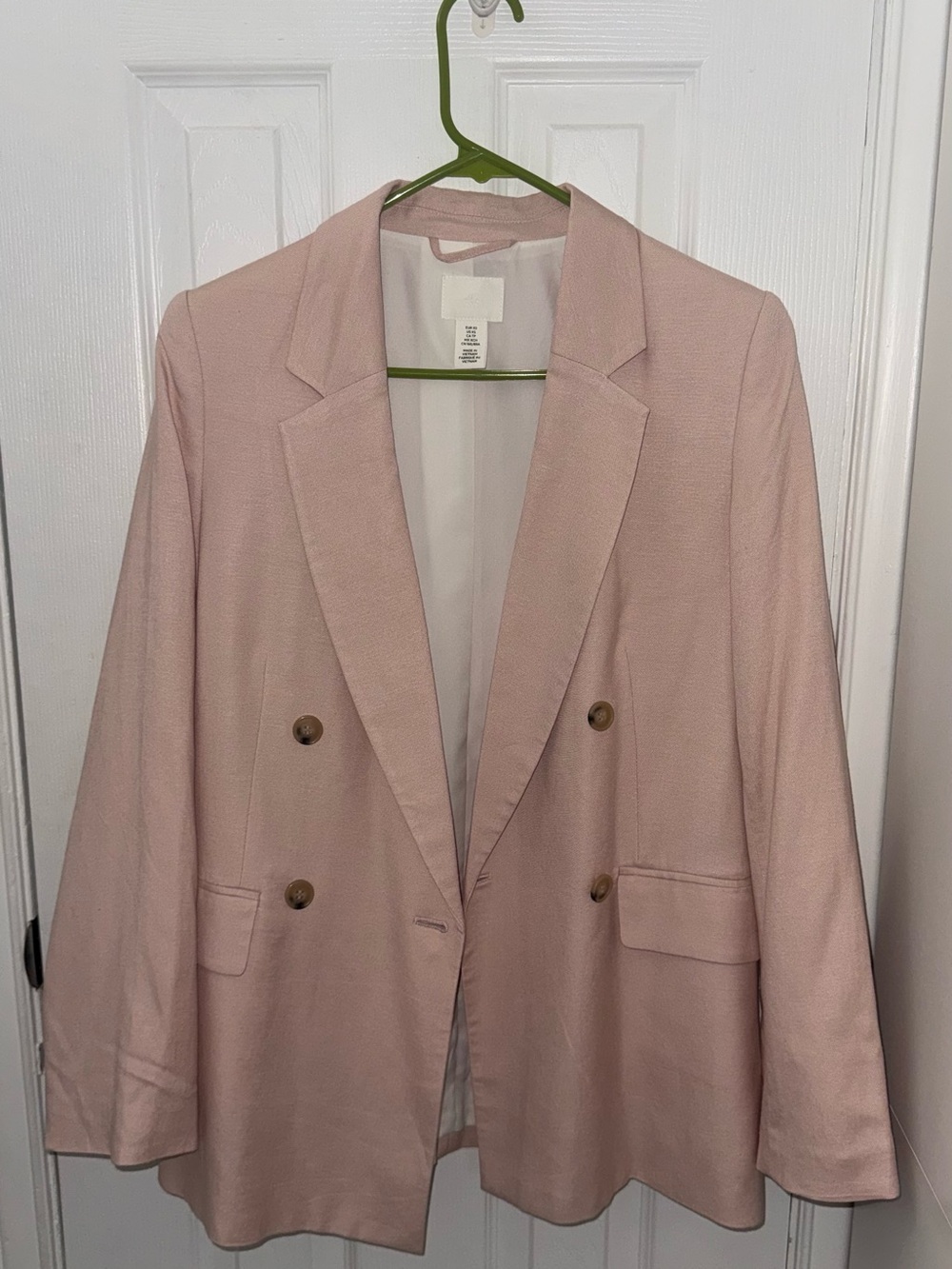 H&M Double-Breasted Blazer Jacket - Blush Pink